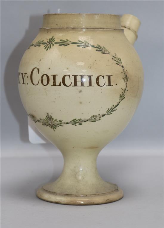 An 18th century English creamware wet drug jar, H 20cm approx